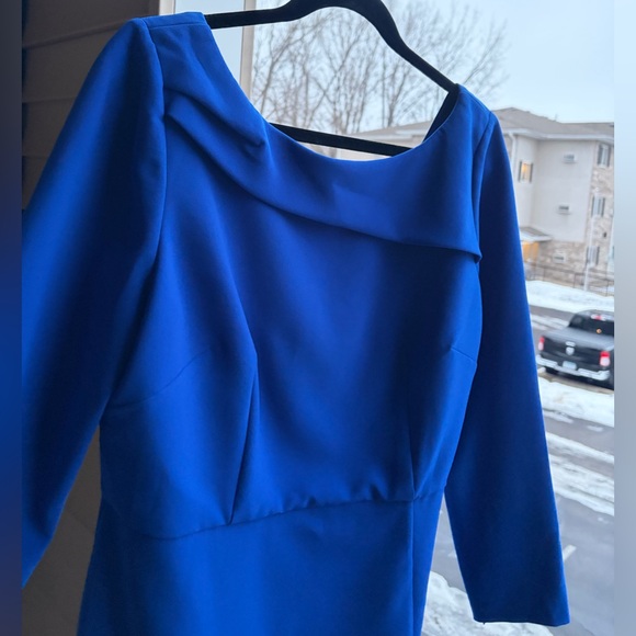 🆕🦋 Sachin & Babi Patrizia Cobalt Blue Asymmetric Midi Dress Long Sleeve Size 12 - Picture 8 of 17